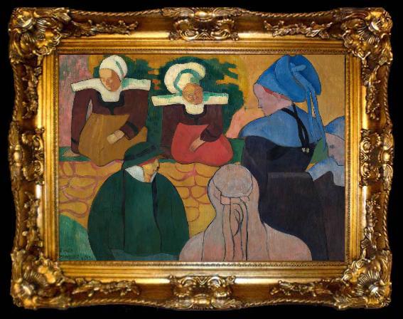 framed  Emile Bernard Breton Women at a Wall, ta009-2